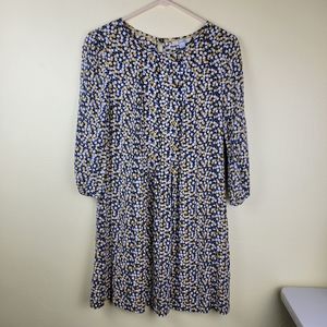 BODEN Aurelia Circles Yellow Navy Blue 1/2 Sleeve Viscose Tunic Dress size 6L